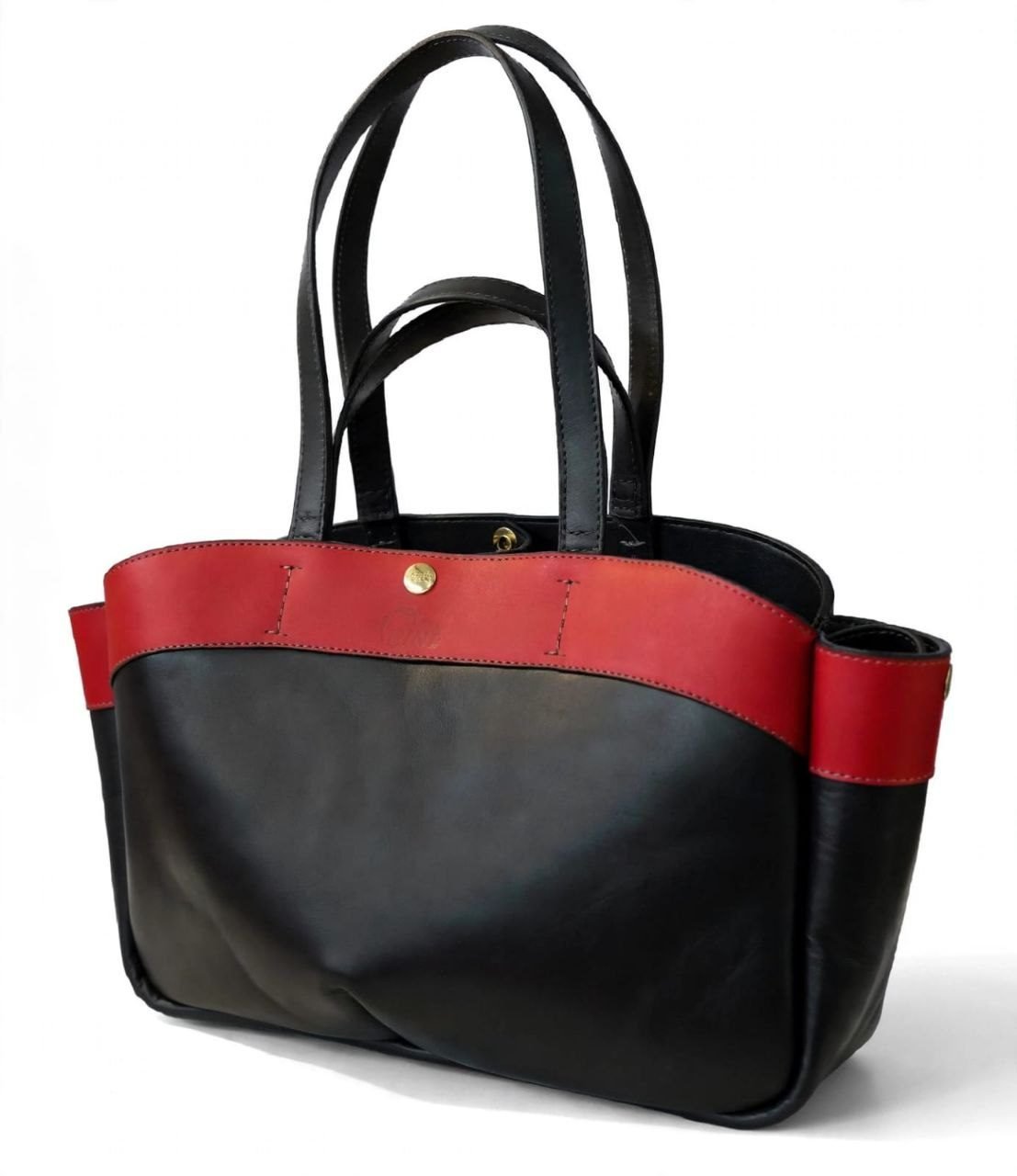 OGINI Button-Clasp Genuine Leather Tote - Image 2