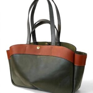 OGINI Button-Clasp Genuine Leather Tote